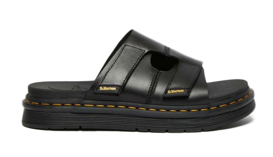 Men * | Dr. Martens Daxton Leather Slide Sandals Store Black