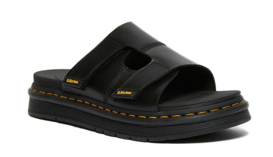 Men * | Dr. Martens Daxton Leather Slide Sandals Store Black