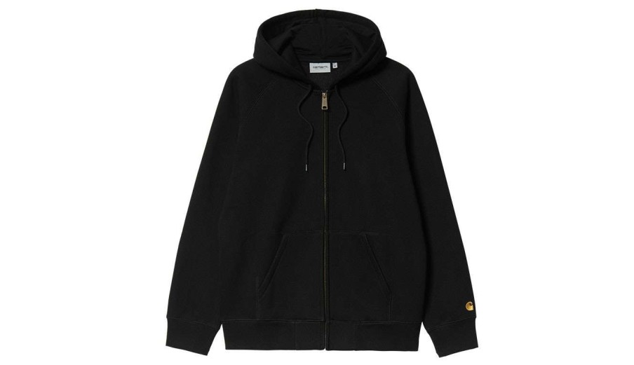 Clothing * | Carhartt Wip Hooded Chase Jacket / Gold Closeout Sale Black