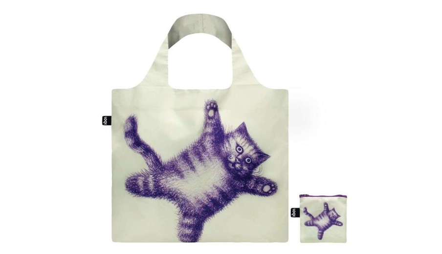 Bags * | Loqi Armando Veve Flying Purr-Ple Cat Recycled Bag Cut Price White