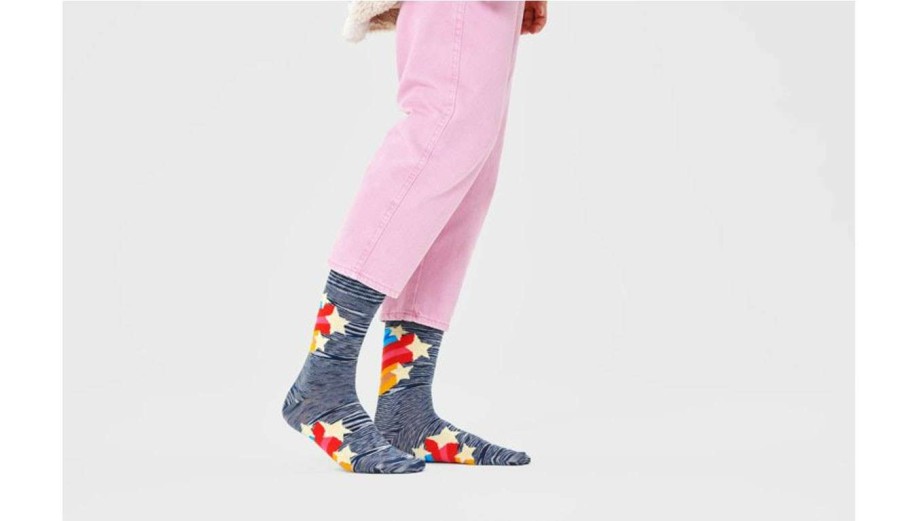 Clothing * | Happy Socks Shooting Stars Sock Top Sell Grey