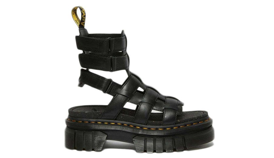 Men * | Dr. Martens Ricki Nappa Lux Leather Platform Gladiator Sandals Official Black