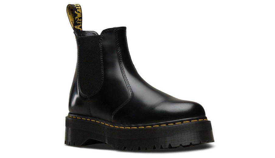 Men * | Dr. Martens 2976 Polished Smooth Platform Chelsea Boots Outlet Black