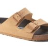 Men * | Birkenstock Arizona Vegan Birko-Flor Nubuck Narrow Fit Popular Light Brown