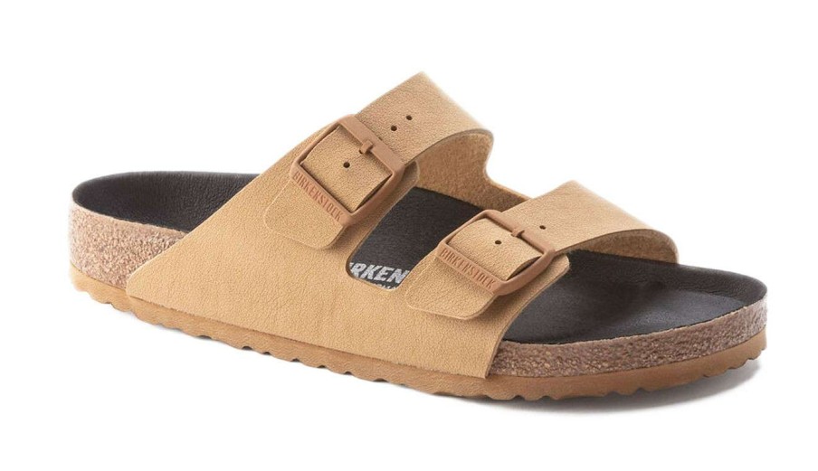 Men * | Birkenstock Arizona Vegan Birko-Flor Nubuck Narrow Fit Popular Light Brown