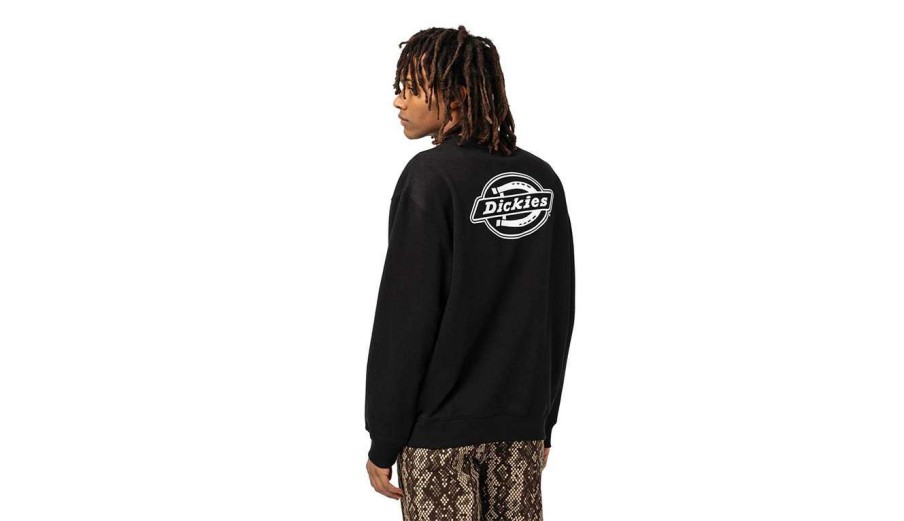 Clothing * | Dickies Pullover Crew Logo Flece Promotions Black